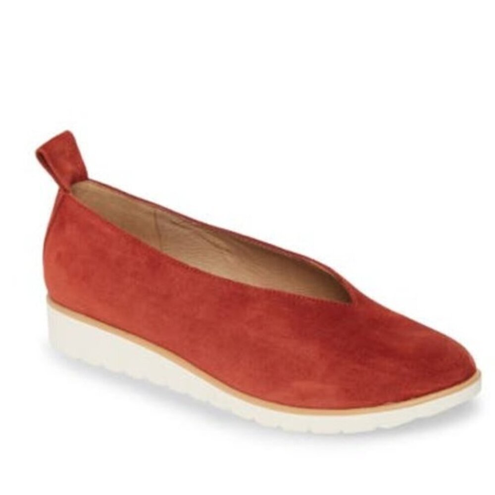 Eileen Fisher Humor Suede Leather Wedge Ballet Style Flats size 8.5 chic minimal